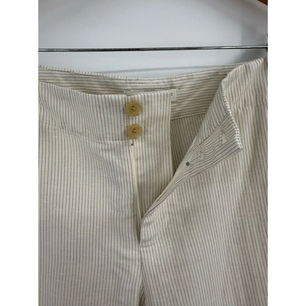 ✦NWT Banana Republic Ryan Fit Pinstripe Silk Linen Trousers | Cream | 10
